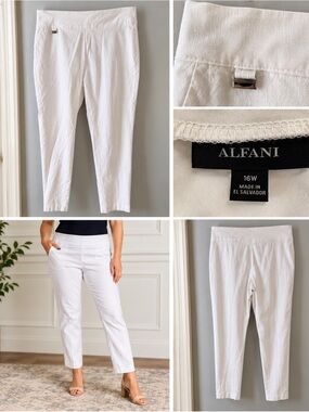 Alfani Women's White Elastic Waist Pants